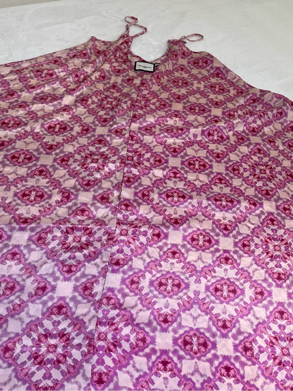 Gold & Silver Paris Pink Bohemian Printed Maxi Sundress T2 Medium